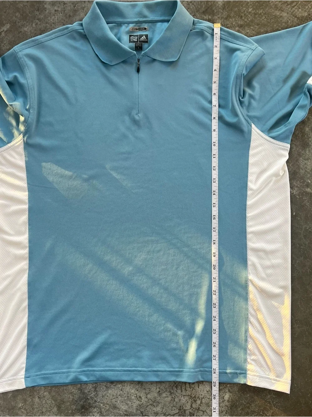 Adidas ClimaCool Golf Polo Shirt Blue White Quarter Zip Men’s Large